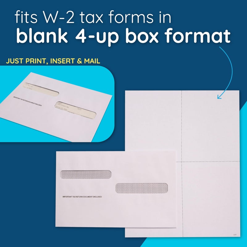 Blue Summit Supplies 25 W2 Tax Envelopes for 4-Up Box W2 Forms, Envelopes Designed for Printed 4 Part W2 Laser Forms for QuickBooks and other Tax Software, 5 5/8â€™â€™ x 9â€™â€™, Peel & Seal Flap - Image 3